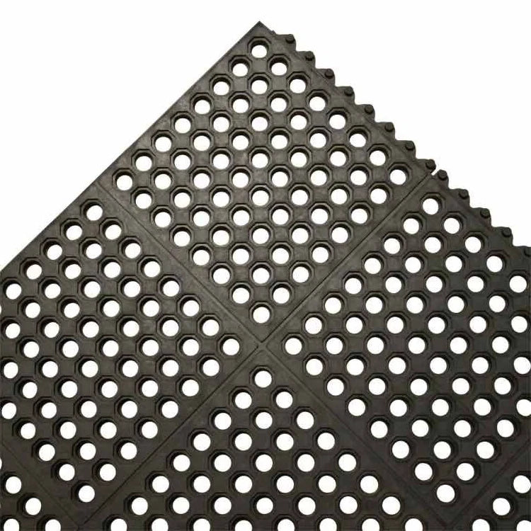 Non Slip Rubber Bar Floor Mat Safety Tile 90m x 90cm 3' x 3' Anti Fatigue Black