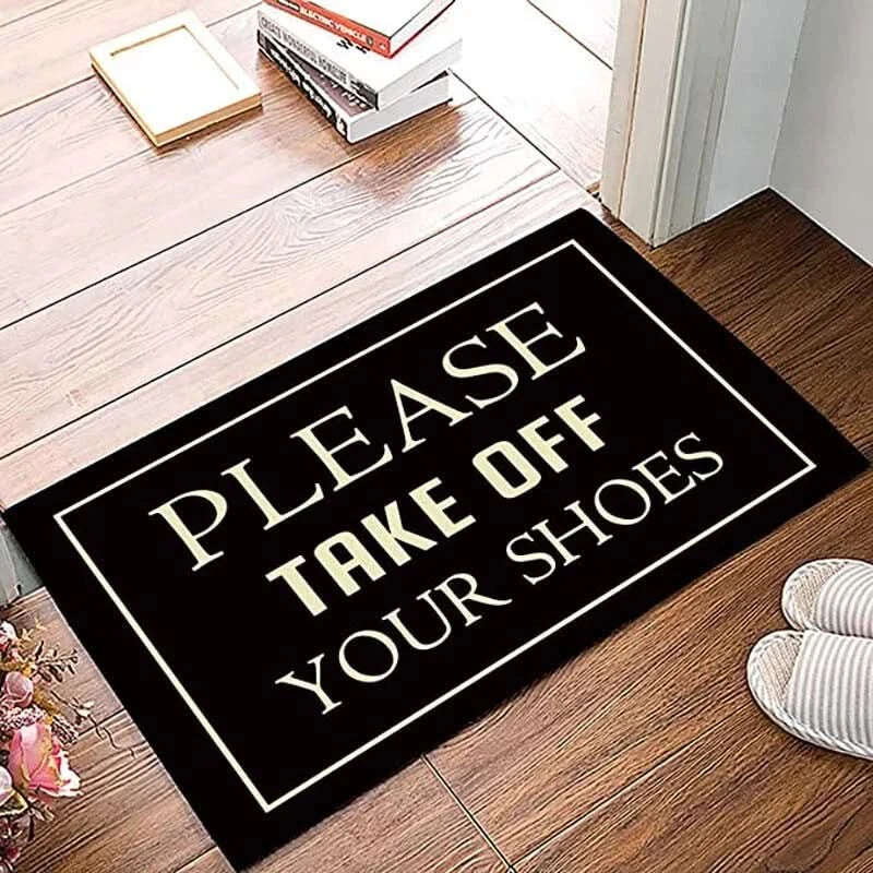 Entrance Door Mat Funny Quotes Low Profile Doormat Please Take Off Your Shoes