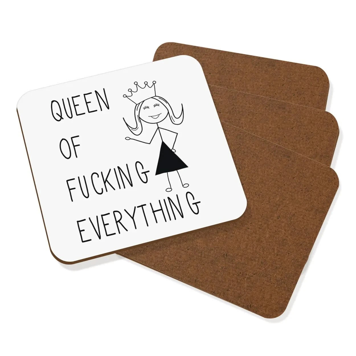 Queen Of F-king Everything Quote Coaster Drinks Mat Set Of 4 - Girls Funny