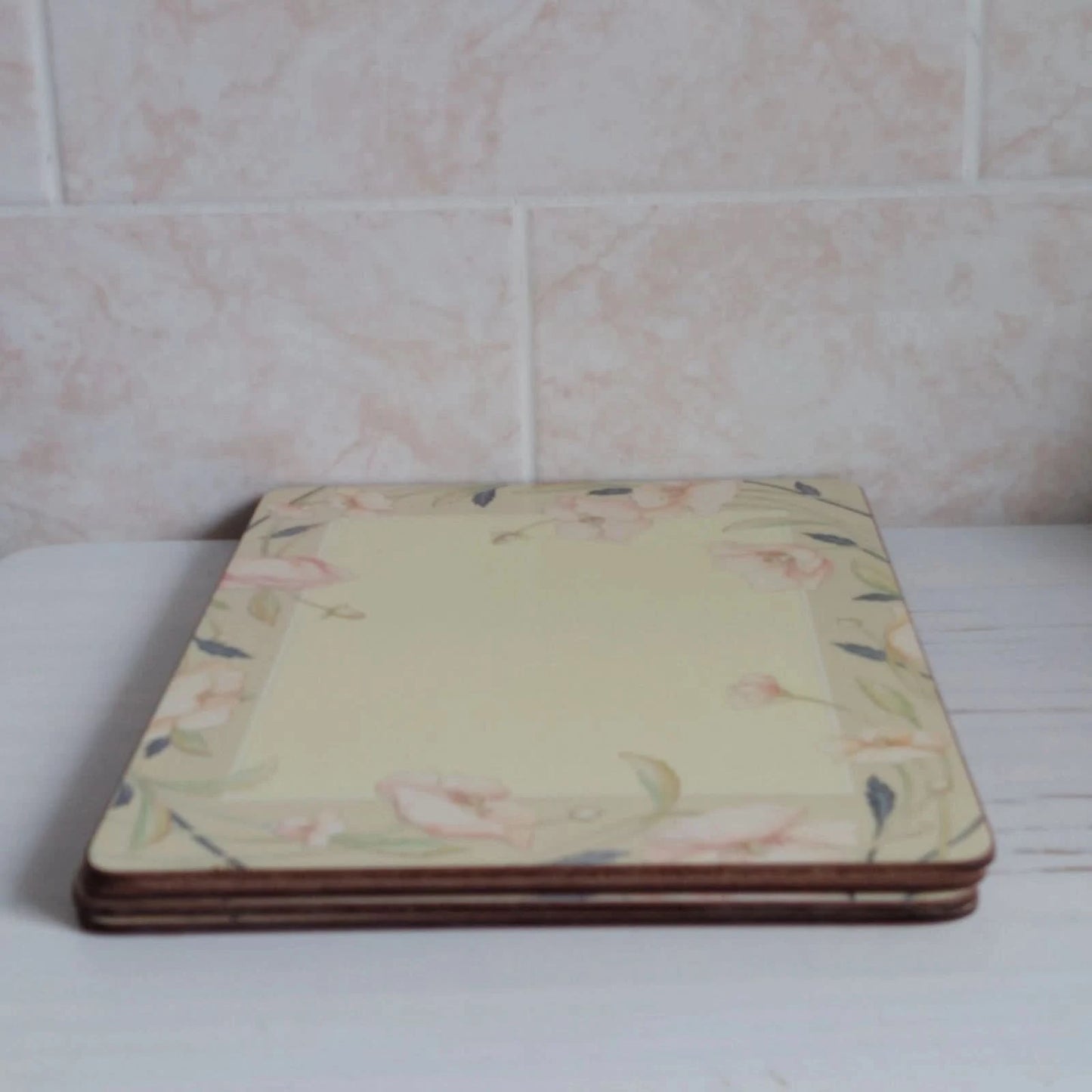 Pimpernel Place Mats X4 Nouveau Taupe Design Imperfect Rectangle Floral Poppy