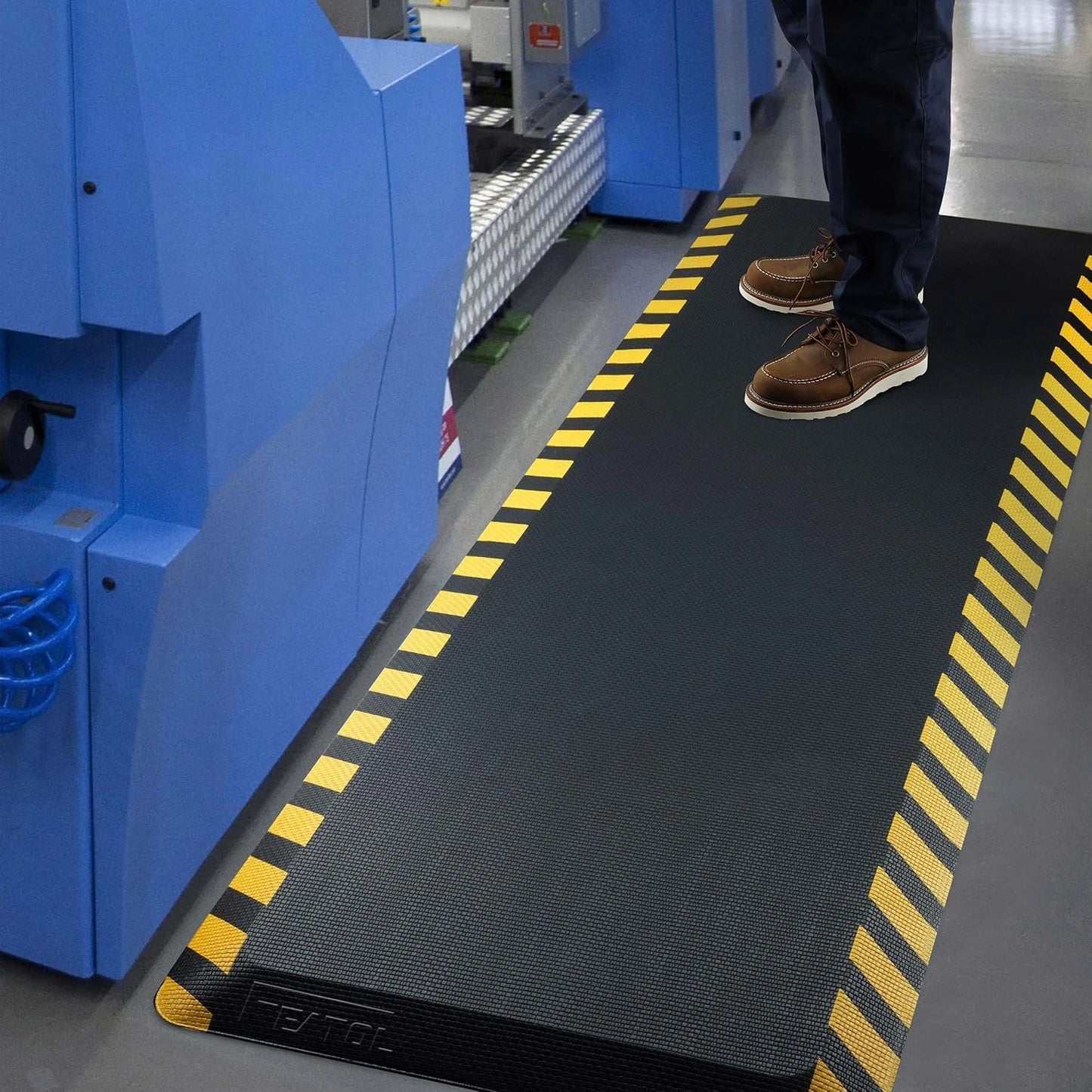 Ergonomic Anti-Fatigue Mat 20"x39" - Black & Yellow Safety Floor Mat