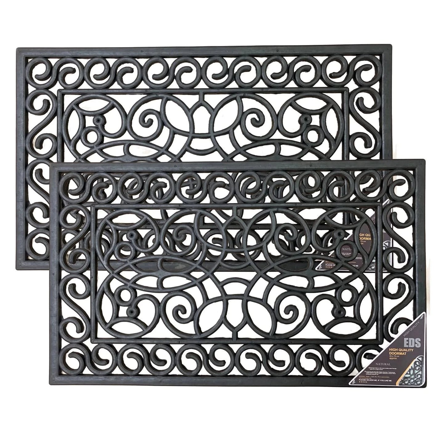 Decorative Rubber Door Mat Outdoor Indoor Heavy Duty Entrance Floor Mat 45x75cm