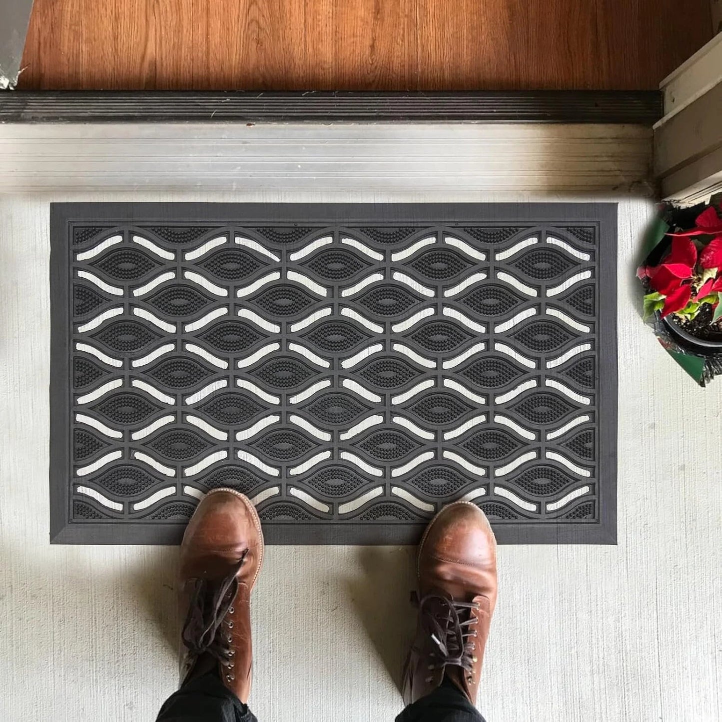 Heavy Duty Rubber Door Mat Non-Slip Dirt Scraper for Garden Front Entrance Eye