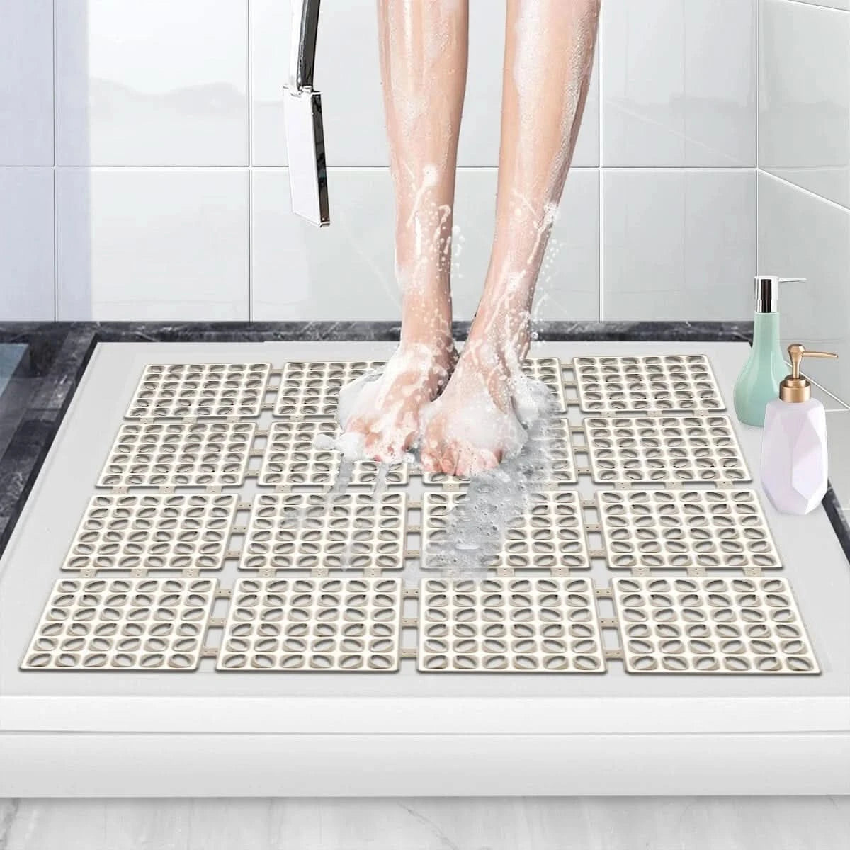 Extra Large Shower Mat Non Slip Mats Strong Suction Anti Mold Square Rubber Mat