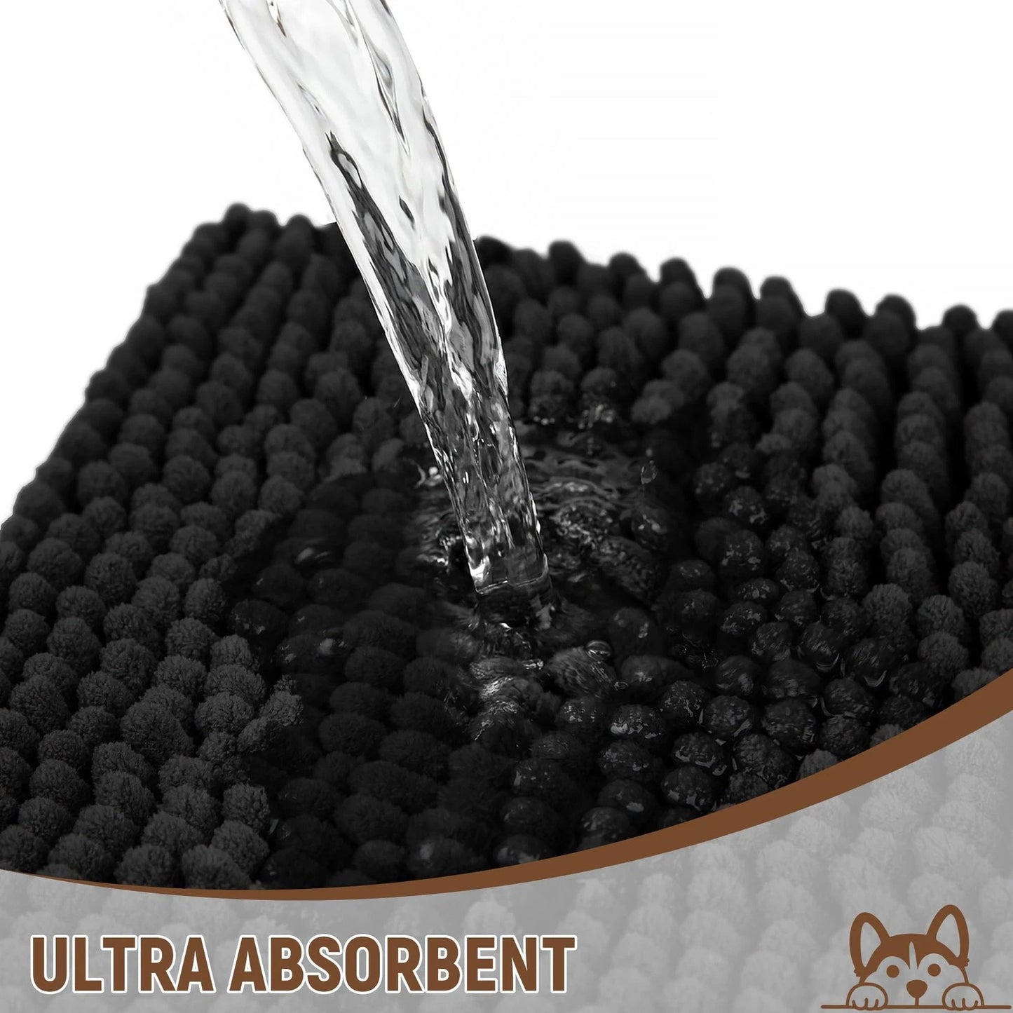 Absorbent Dog Door Mat for Muddy Paws, 60" x 36" Chenille Indoor Mats for Ent...