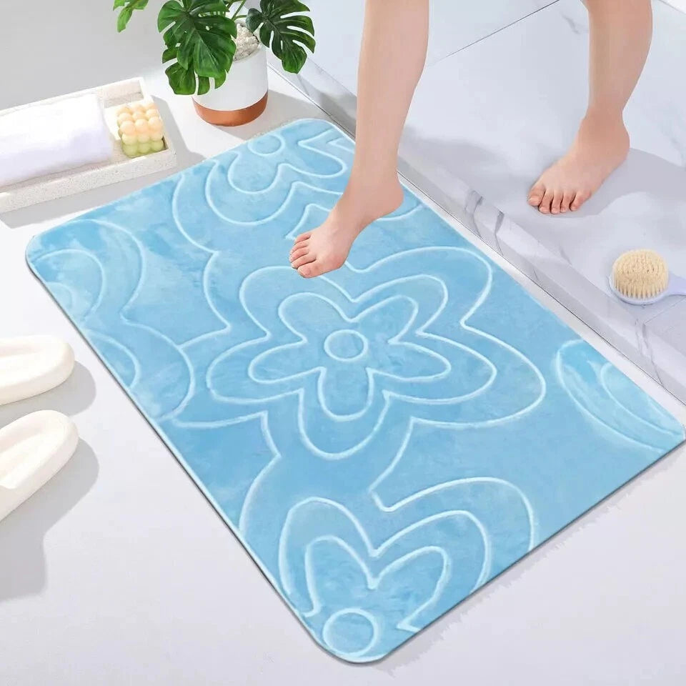 Bath Memory Foam Velvet Non Slip Bathroom Water Absorbent Toilet Pedestal Mat
