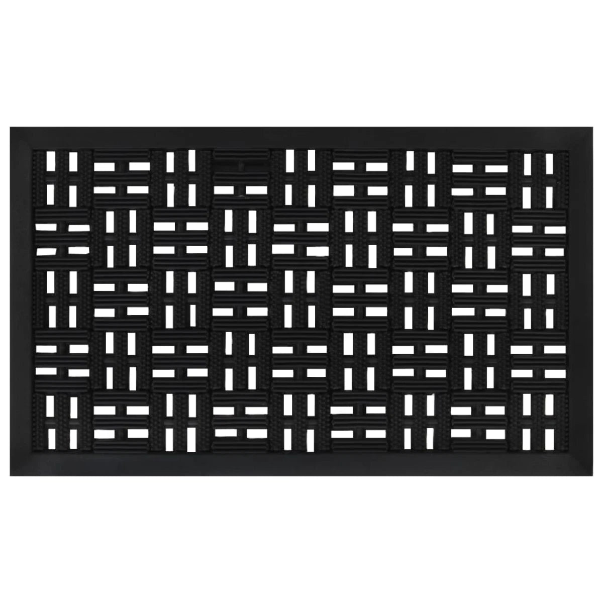 Door Mat Black Rubber 45x75cm 10mm Non-Slip Drainage Entrance Mat Heavy-Duty Pro