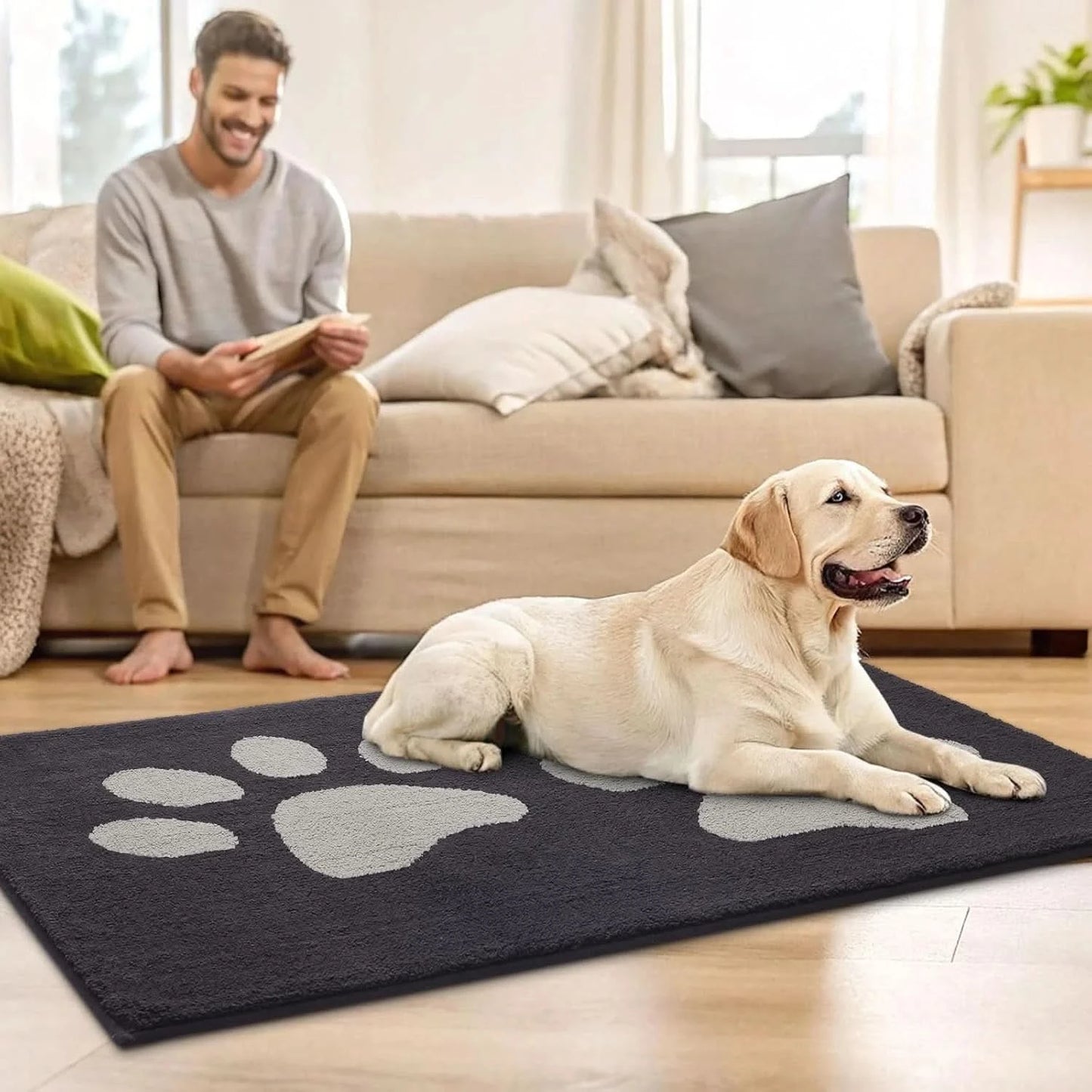 Dog Door Mat 30x20 Inch Absorbent Mud Mat Non-Slip Washable Indoor Rug