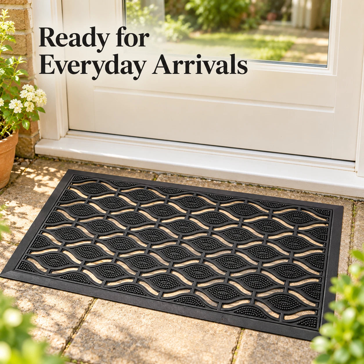 Heavy Duty Rubber Door Mat Non-Slip Dirt Scraper for Garden Front Entrance Eye