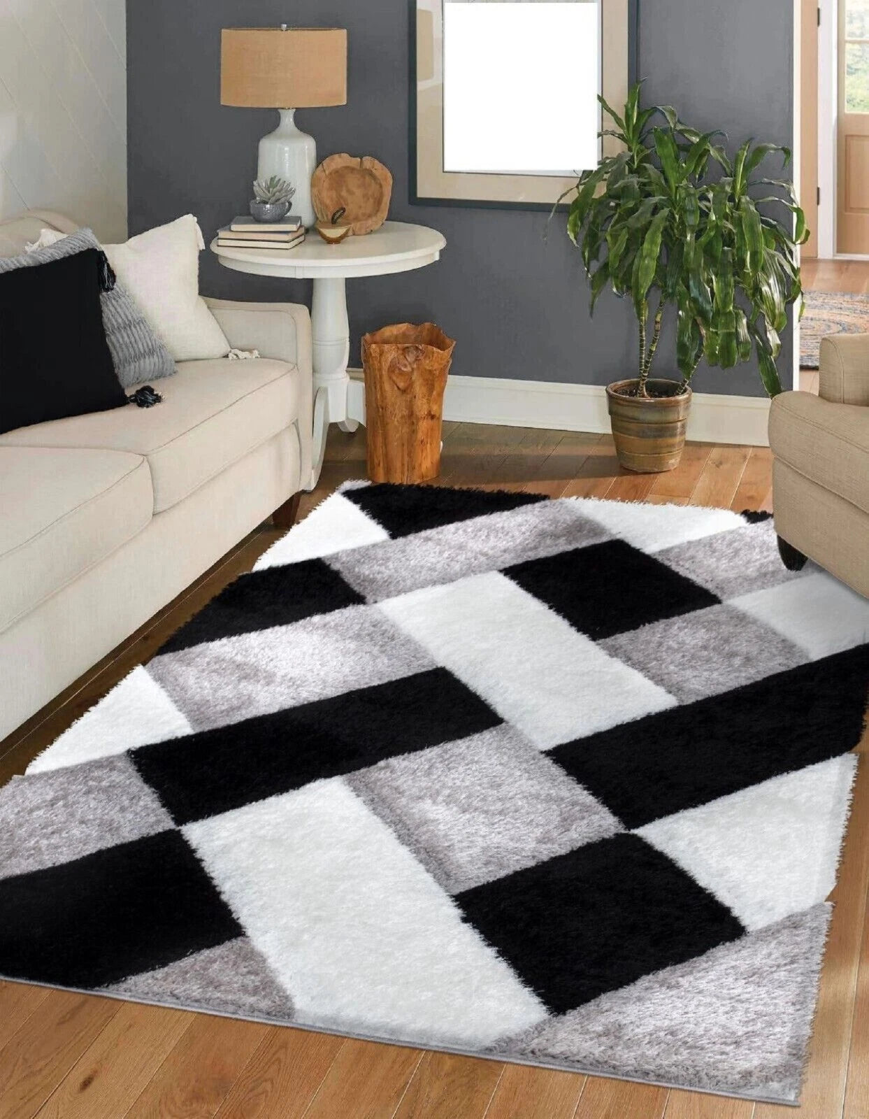 New Modern Shaggy Soft Rug Living Room Bedroom Carpet Runner Indoor/Outdoor Mat*