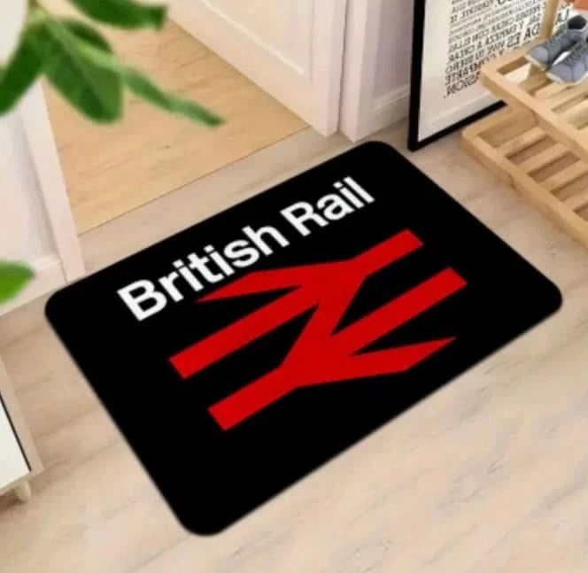 British Railways Train Rail BR Print door Floor Mat Non Slip Area Rug 40x60cm