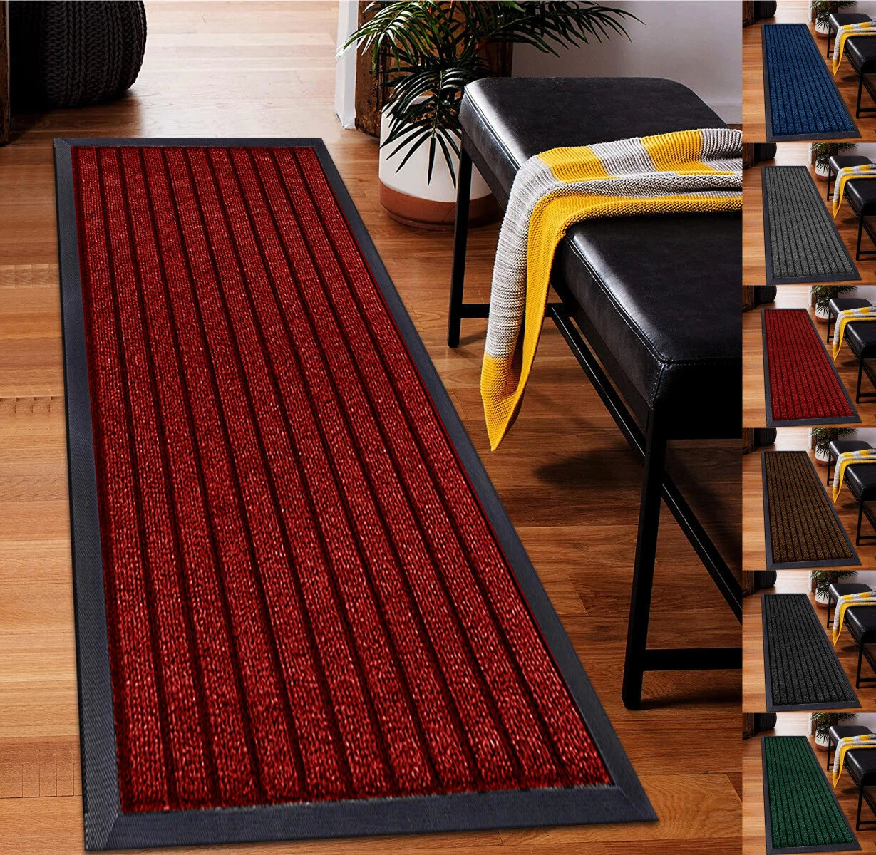 Non Slip Door Mats Indoor Outdoor Hallway Runner Rubber Backed Kitchen Floor Mat