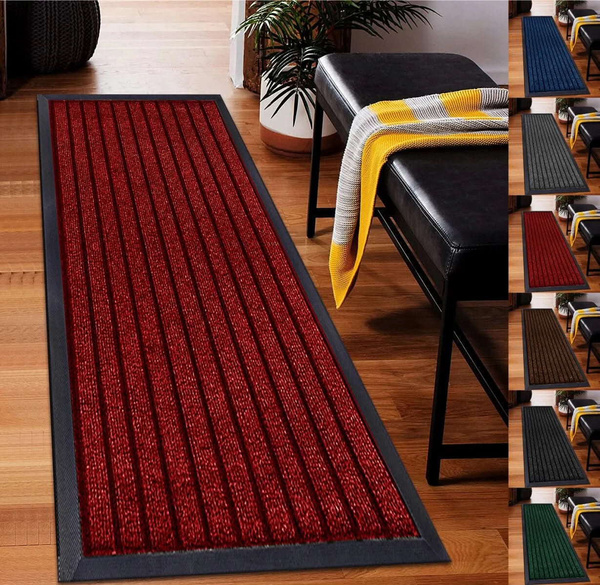 Non Slip Door Mats Indoor Outdoor Hallway Runner Rubber Backed Kitchen Floor Mat