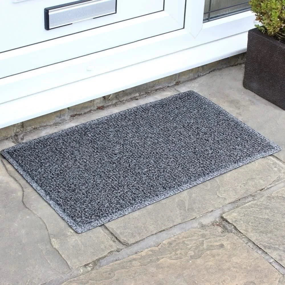 JVL GREY MUD GRABBER INDOOR OUTDOOR ENTRANCE SELF CLEAN DOOR MAT 45CM X 75CM