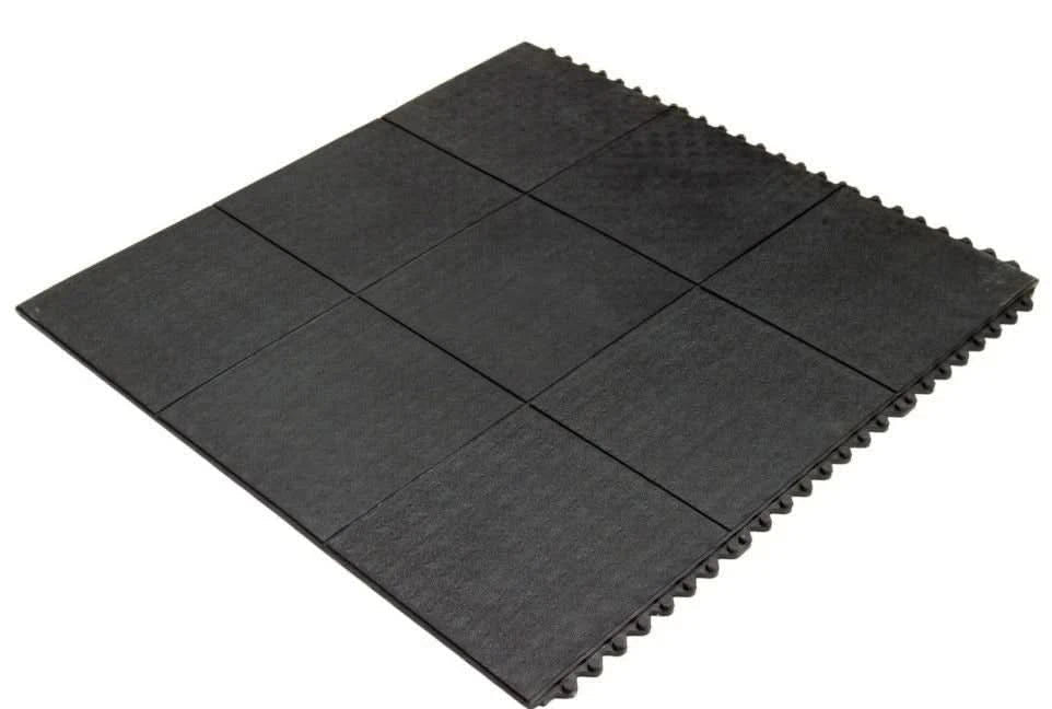Rubber Gym Mat Floor Tiles | Heavy Duty 16mm Thick Interlocking 900mm Free POST