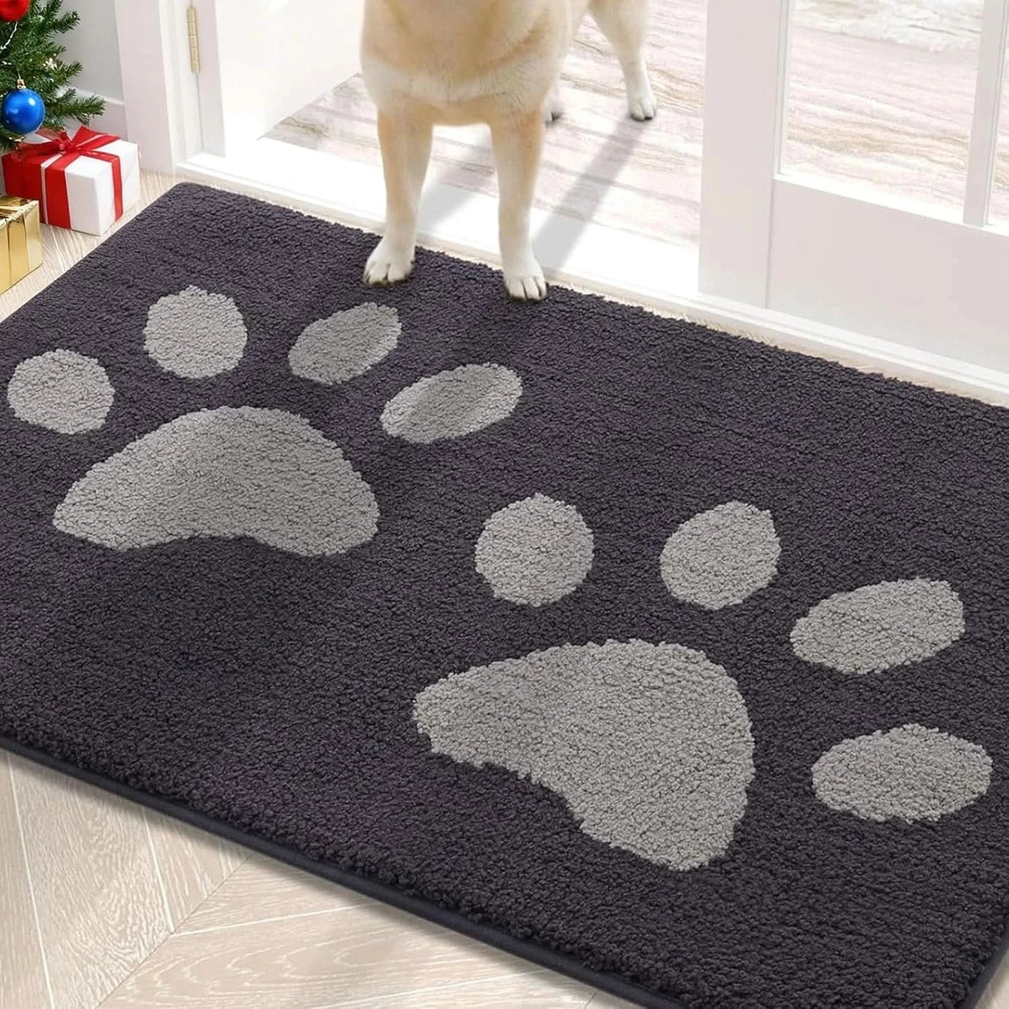Dog Door Mat for Muddy Paws, Absorbent Dirt Trapper Washable Indoor Doormats, No