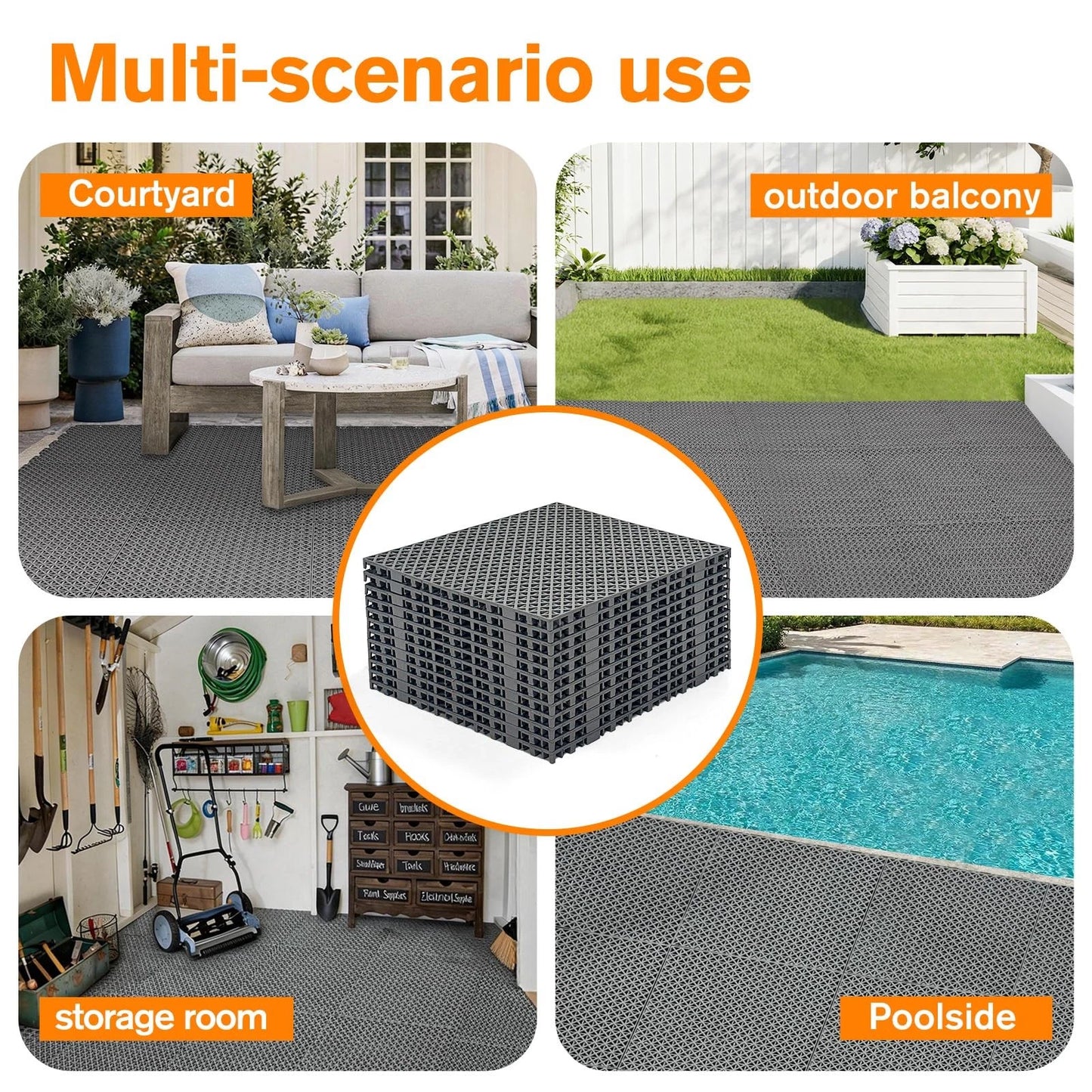 12Pcs 12 * 12 * 0.51inch Dog Kennel Flooring Interlocking Drainage Waterproof...