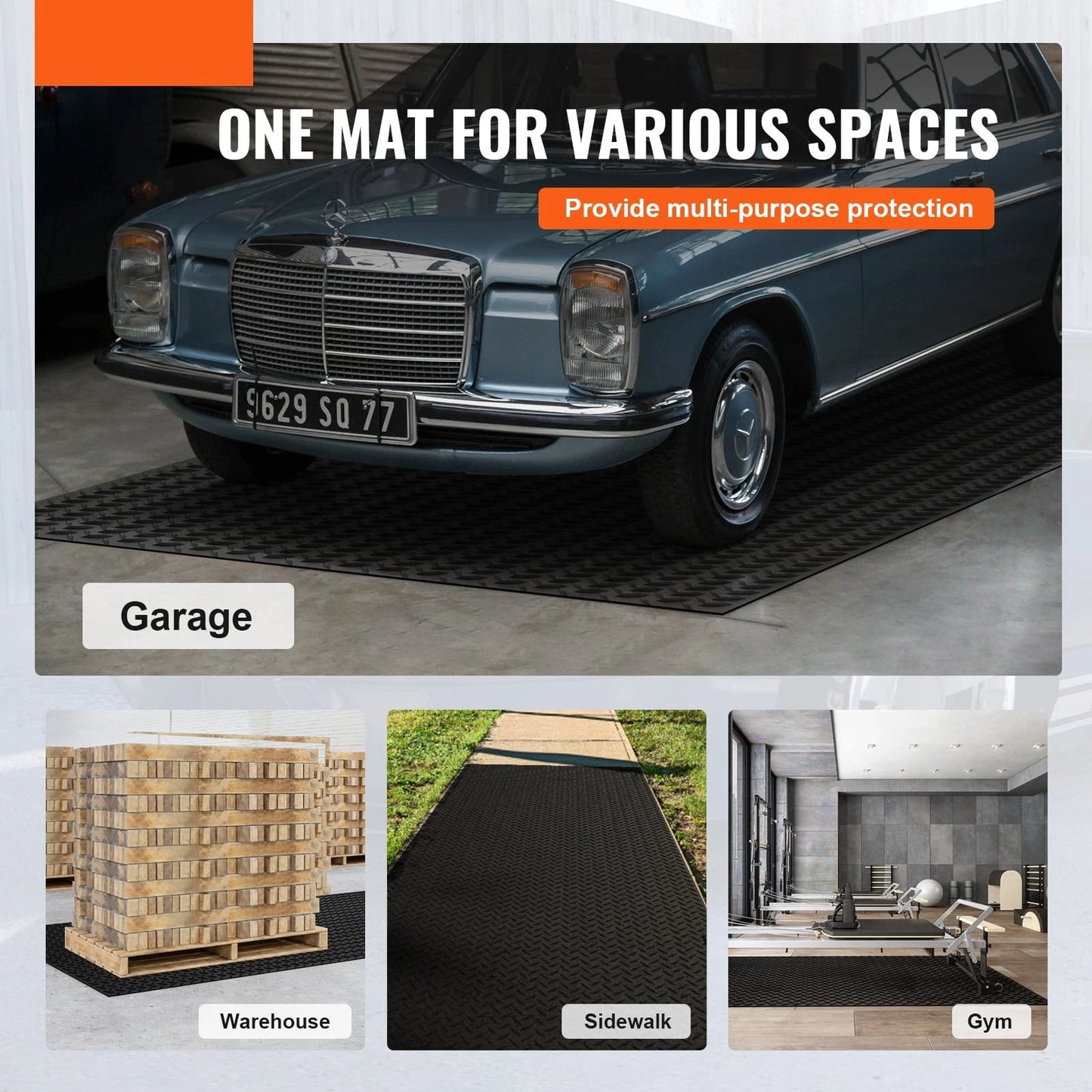 Diamond-Plate Rubber Flooring Roll 3mm x 4ft x 8ft Garage Floor Mat SBR