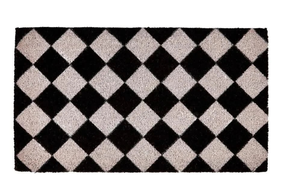 Groundsman Coir Outdoor Indoor Non-Slip Door Floor Mat 40cm x 70cm- Chequerboard