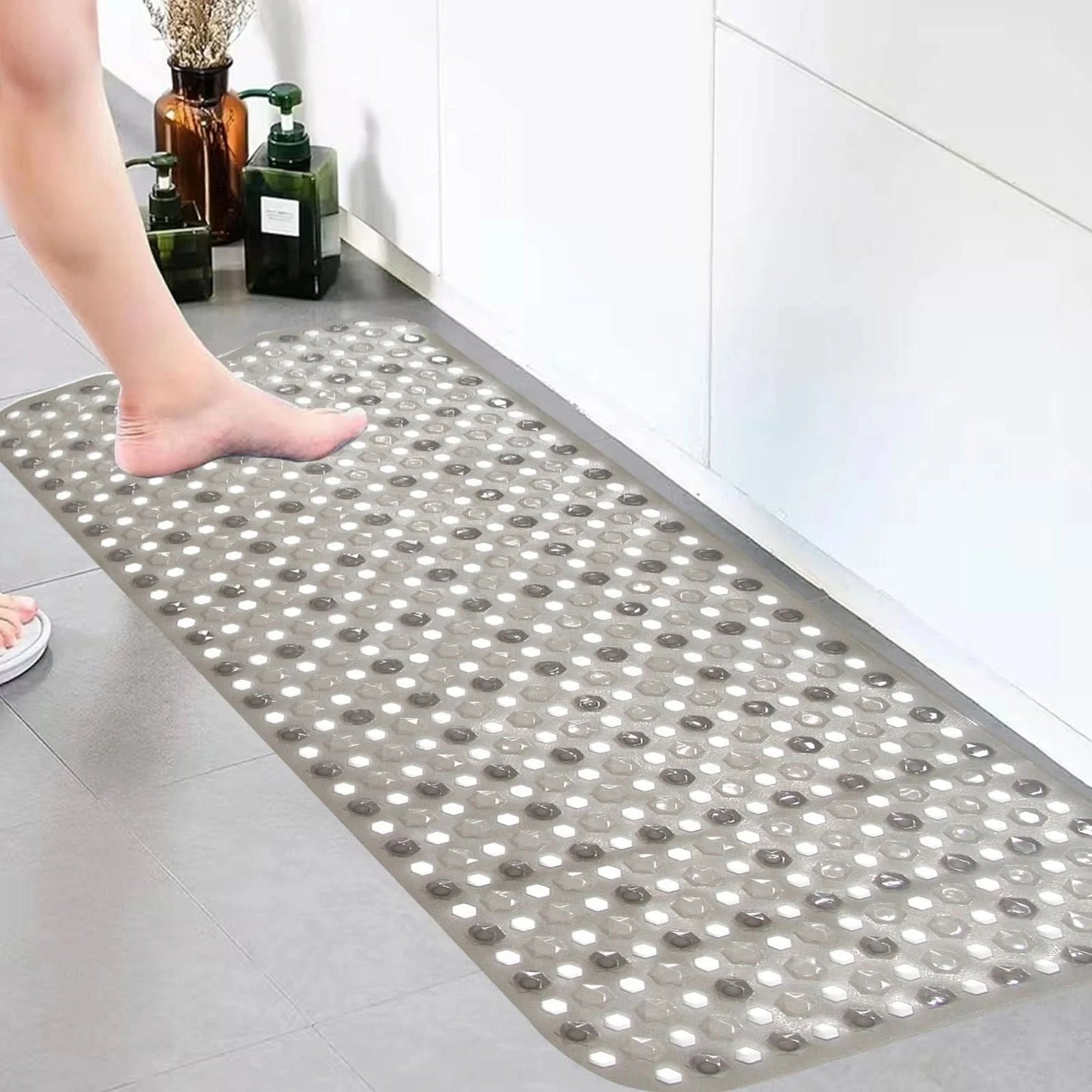 Soft Large Shower Mat Premium Anti-Mold Rubber Bath Mat Bathtub Strong Suction