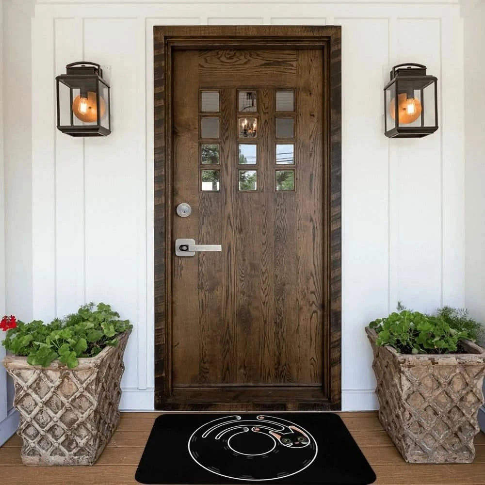 Black Cat Doormat Rug Carpet Mat Durable Floor Mat Front Room Corridor Bedroom