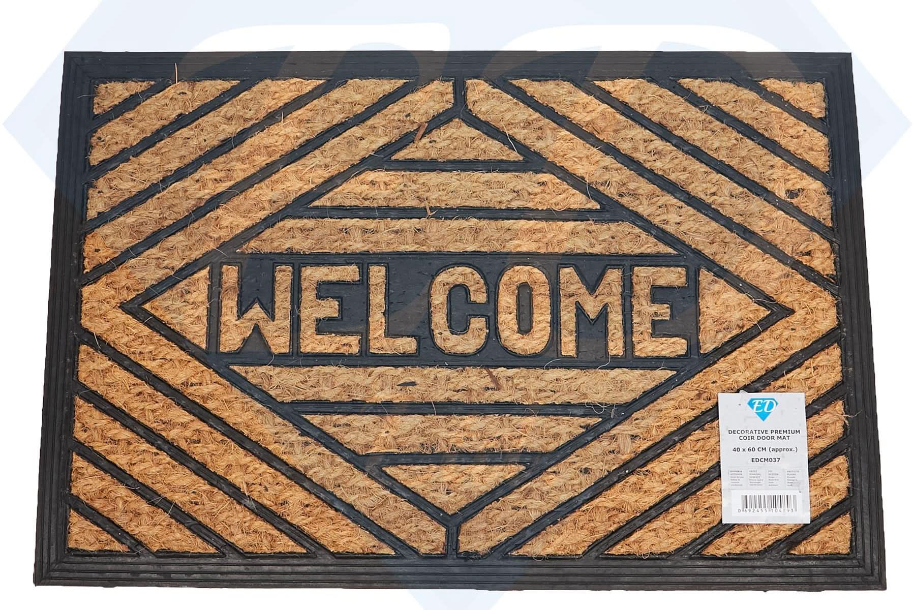 Non Slip Door Interior Exterior PVC Rubber Coir Household Absortbent Welcome Mat