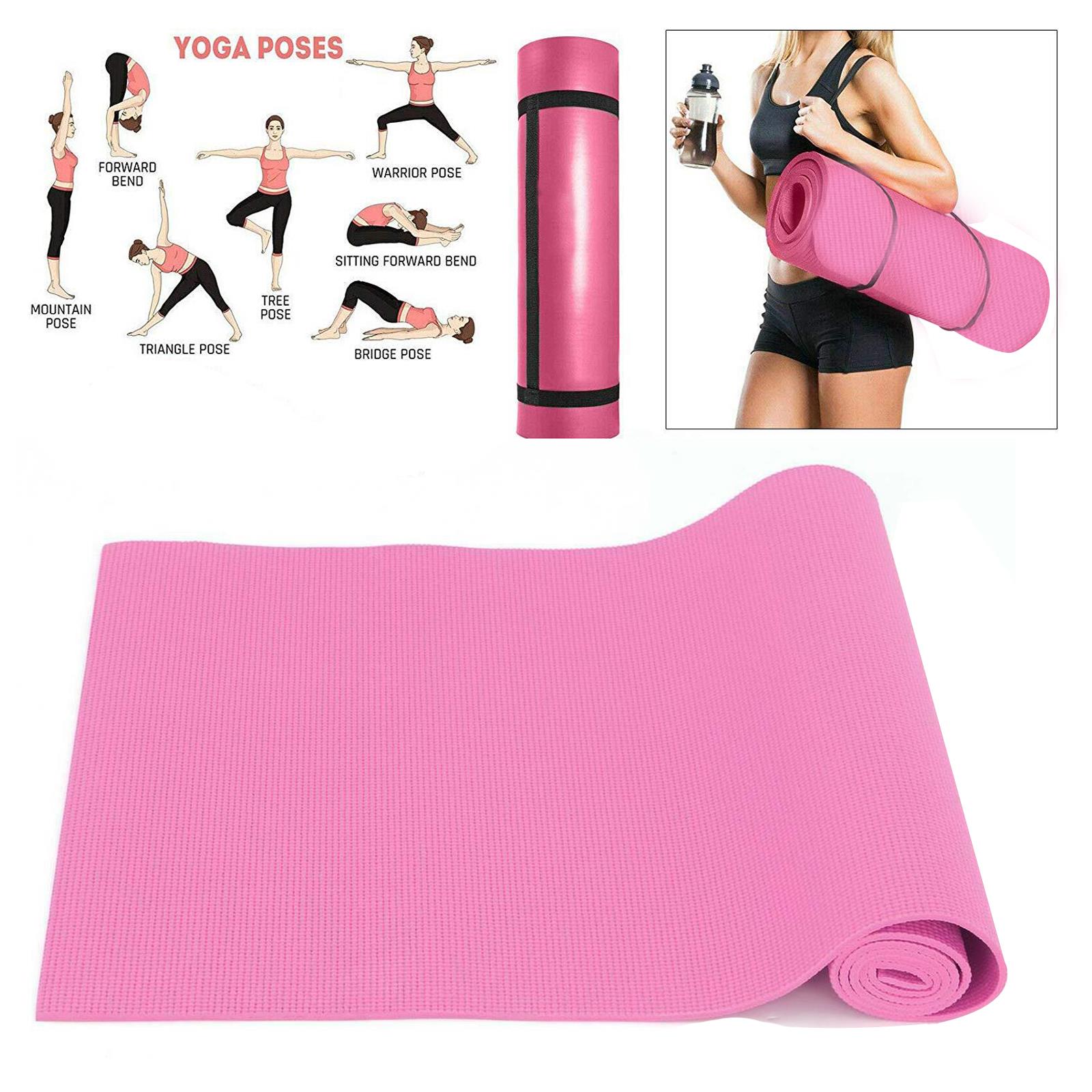 183x60 Yoga Mat 10mm Thick Non Slip Fitness Exercise Pilates Gym Workout