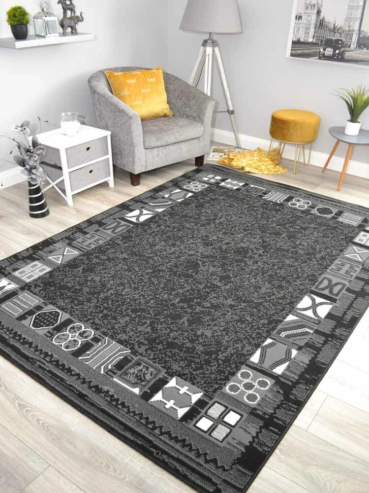 Black Grey Rugs Dark Small Extra Large Big Huge Size Floor Carpet Rug Mat Cheap