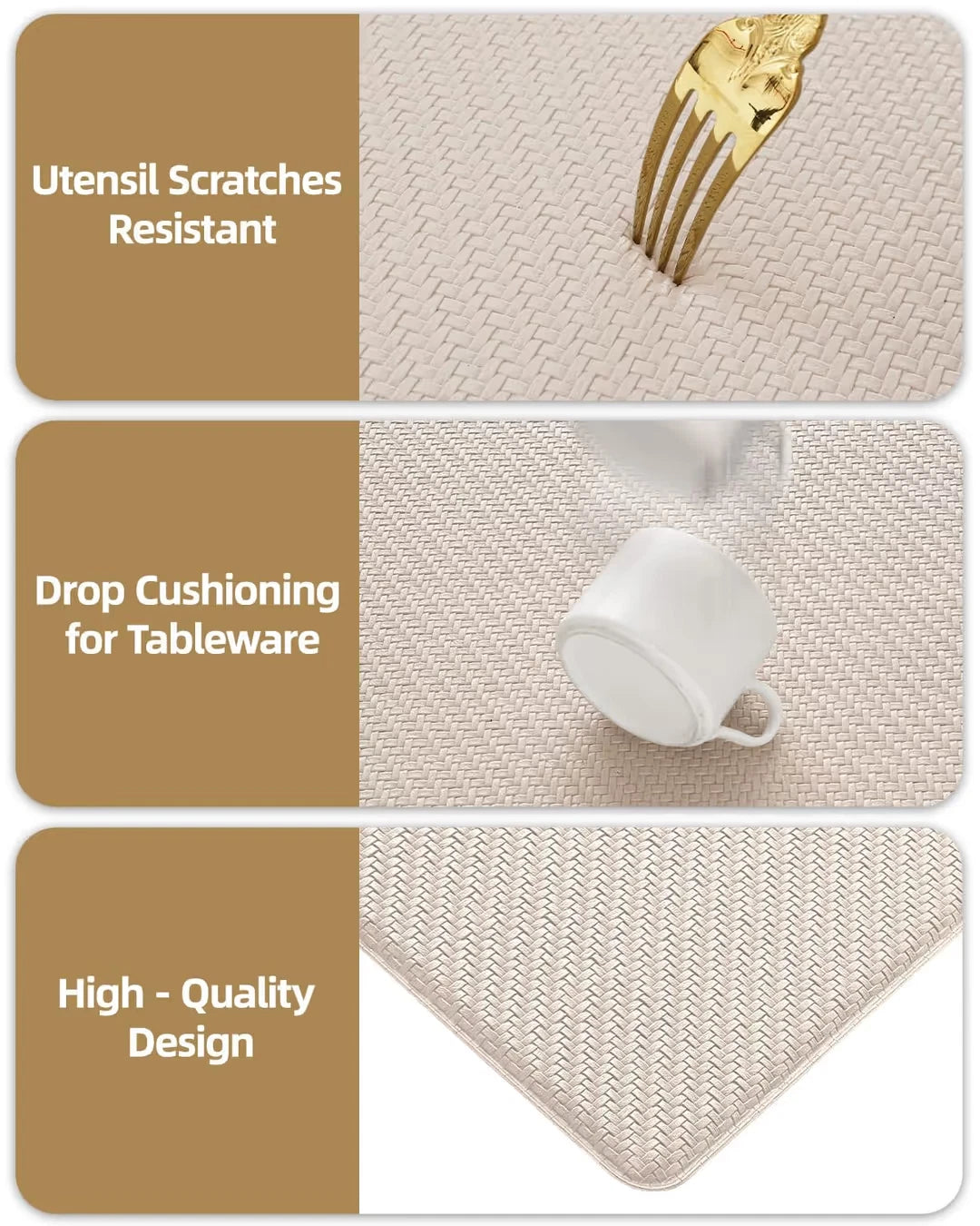 COLOR&GEOMETRY Kitchen Rug Set Anti-Fatigue Cushioned Non-Skid Mats – Beige 17x2
