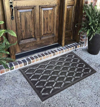 NonSlip Rubber Door Mat Wrought Iron Effect Waterproof Indoor Outdoor Heavy Duty