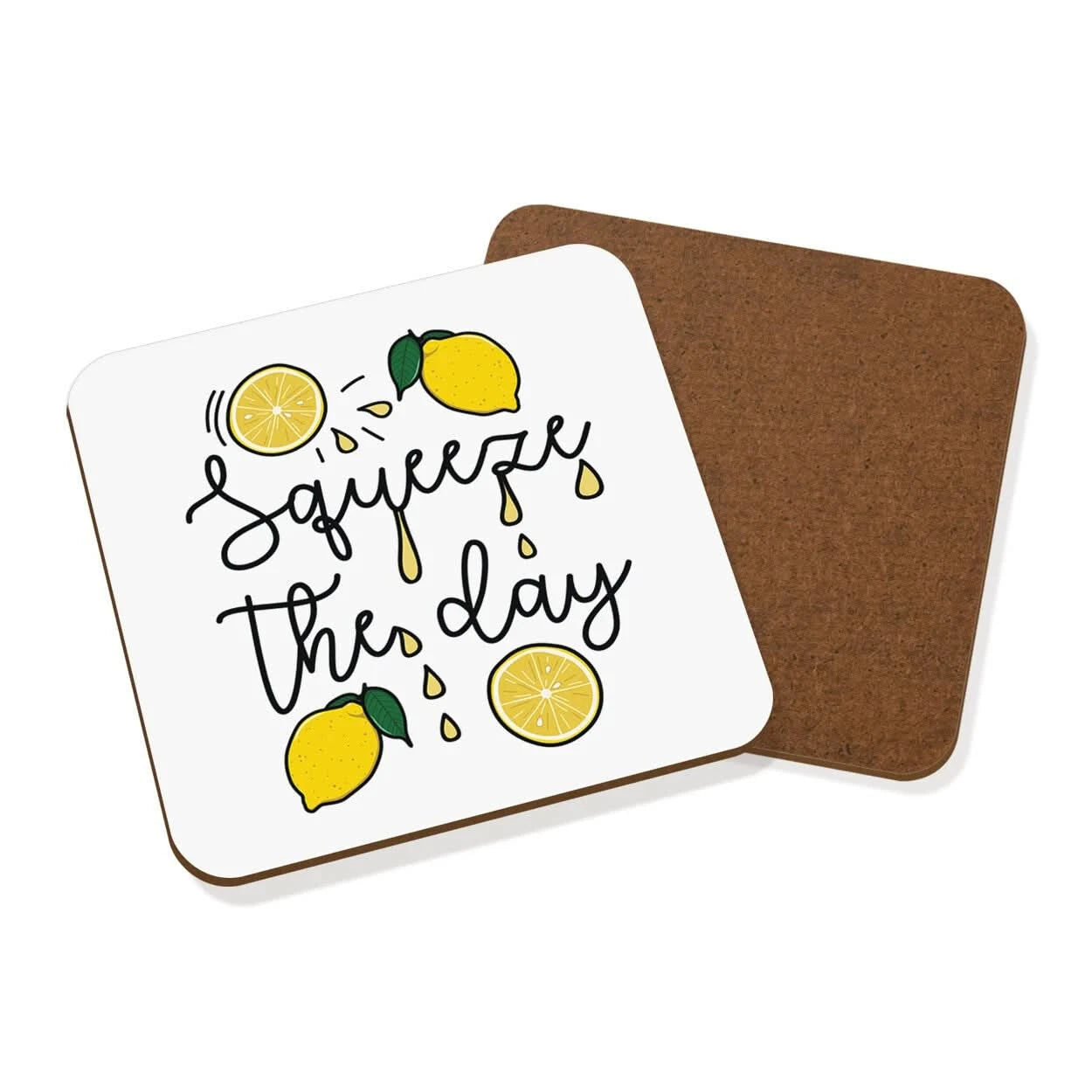 Squeeze The Day Lemon Coaster Drinks Mat Funny Seize Love Inspirational Quote