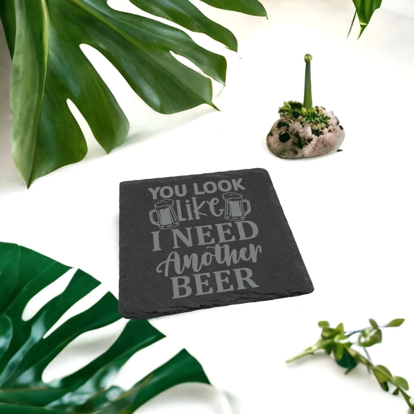 Slate Coasters Custom With Funny Beer Quote Drinks Mat Laser Engraved