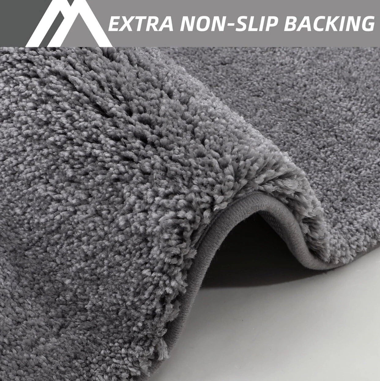 Microfibre bath mat 40x60cm super soft and absorbent extra thick non-slip, grey