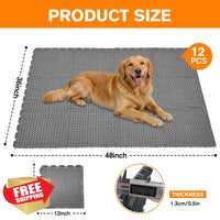 Bhyhok 12Pcs Grey Dog Kennel Flooring Interlocking Drainage