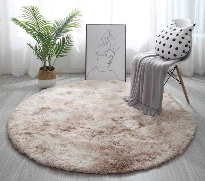 Anti-Slip Carpet Mat Living Room Accent Rugs, Fluffy Bedroom /Living Room Beige