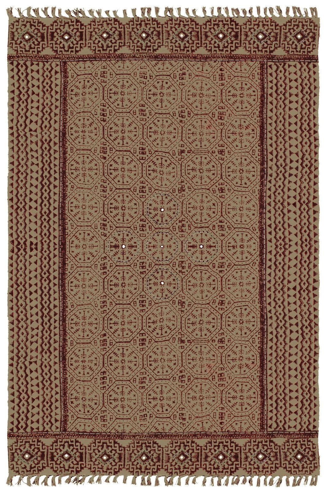 Brown Indigo Cotton Block Print Accent Area Dhurrie Rug Art Kitchen Mat 5x8 ft