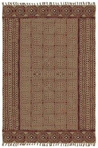 Brown Indigo Cotton Block Print Accent Area Dhurrie Rug Art Kitchen Mat 5x8 ft