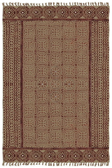 Brown Indigo Cotton Block Print Accent Area Dhurrie Rug Art Kitchen Mat 5x8 ft