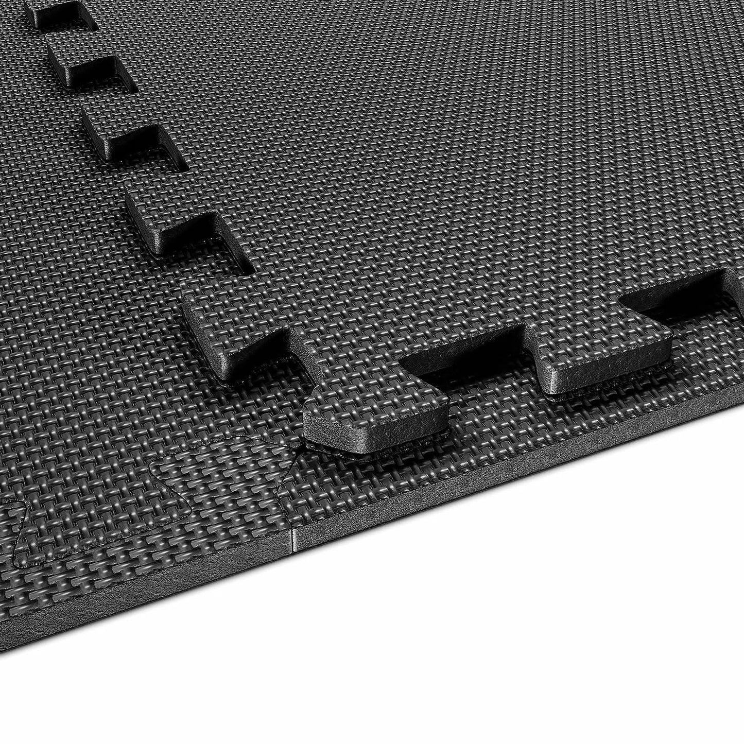 Interlocking Soft Foam Floor Mats - Black Rubber Protective Floor Tiles