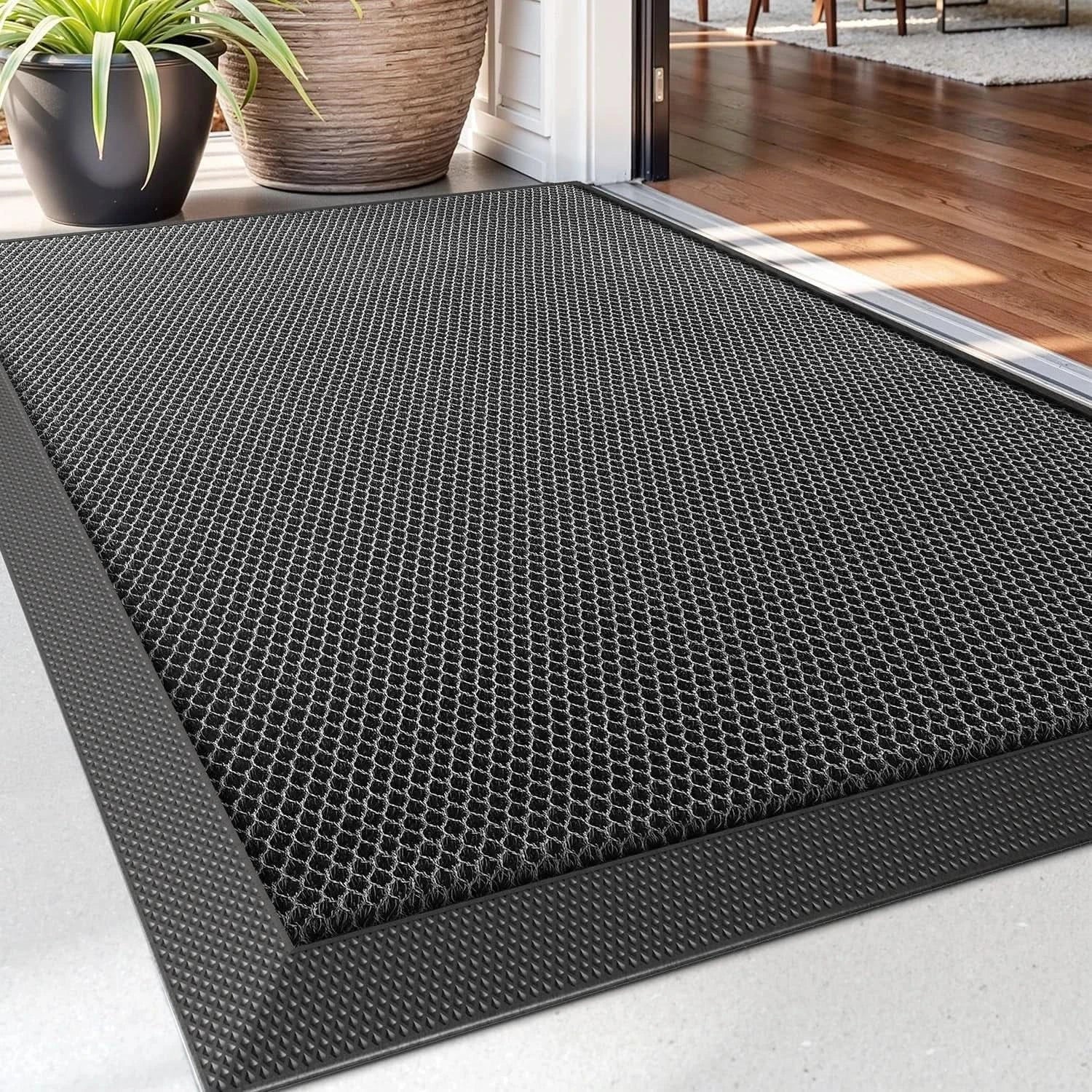 Door Mat 43 x 76 cm, Non-slip Dirt Trapper Doormats Outside, Quick-Dry & Heavy-D