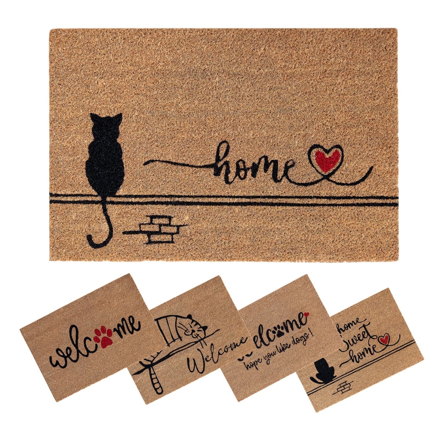 Cat Door Mat Doormat Coir Welcome Entrance Matting Indoor Outdoor Home