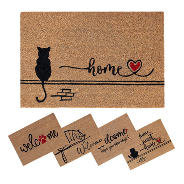 Cat Door Mat Doormat Coir Welcome Entrance Matting Indoor Outdoor Home