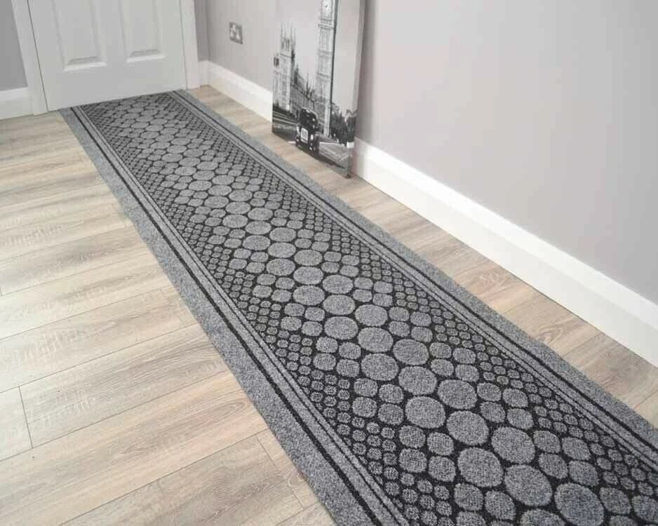 Grey Heavy Duty Rubber Back Kitchen Mats Long Hallway Rugs Hall Runner Anti Slip