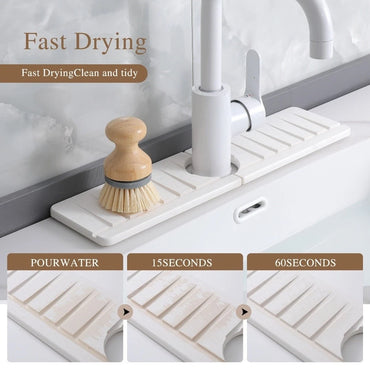 Natural Diatomaceous Earth Slanted Edge Mat for Fast Drying on Kitchen Counter