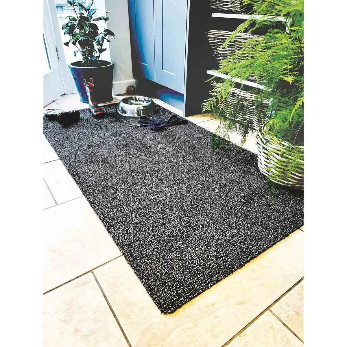 Heavy Duty Rubber Mat Non Slip Hall Runner Rug Door Mats in charcoal grey