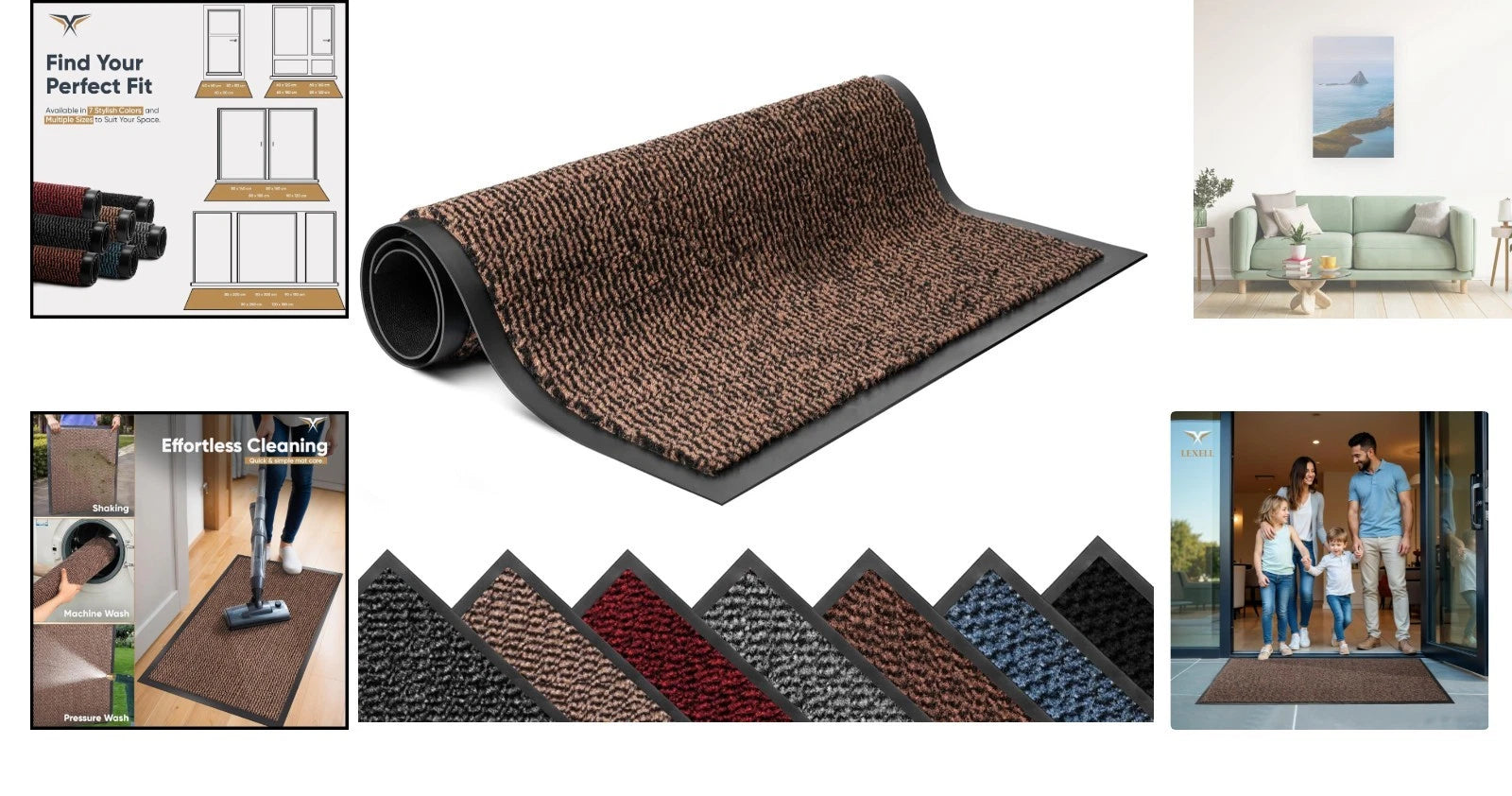 Non-Slip Door Mat 40x60cm - Heavy Duty Washable & Dust-Grabbing Design