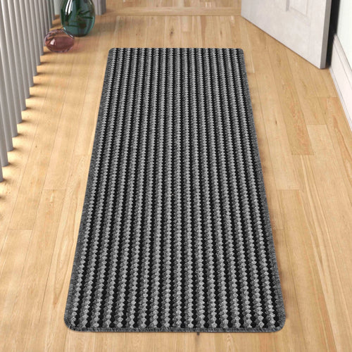 Washable Door Mats Non Slip Stripe Kitchen, Corridor, Hallway Runners Anthracite