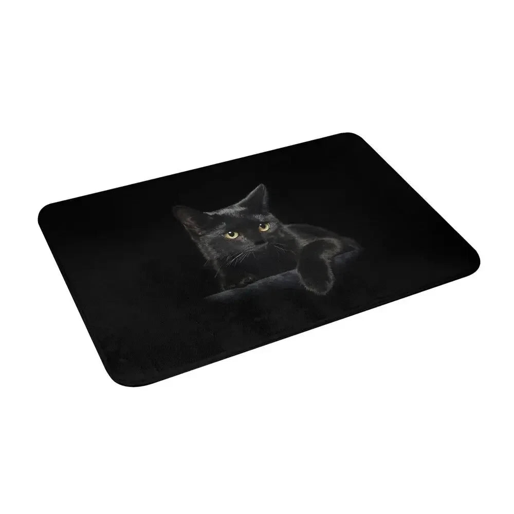 Cat Bedroom Mat Black Doormat Kitchen Carpet Balcony Rug Home Decor