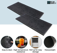 Mini Bar Mat Black Bar Runner Cocktail Drinks Mat Pub Restaurant 15cm x 30cm