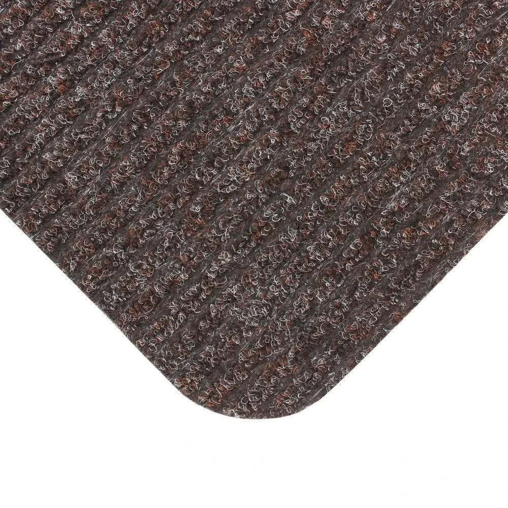 JVL Delta Ribbed Lightweight Indoor Entrance Door Mat, Charcoal, Grey, Brown